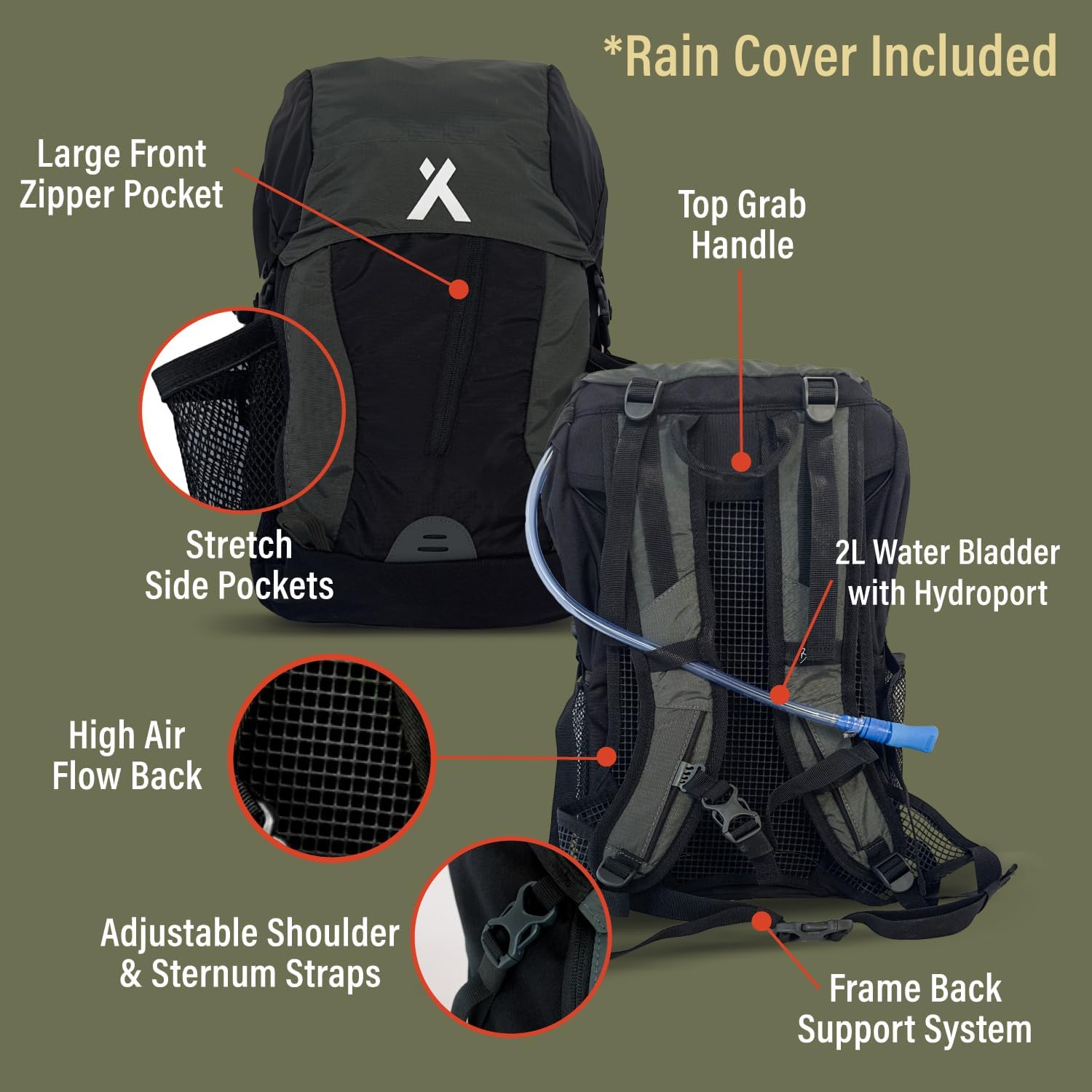 30L Hiking Hydration Backpack