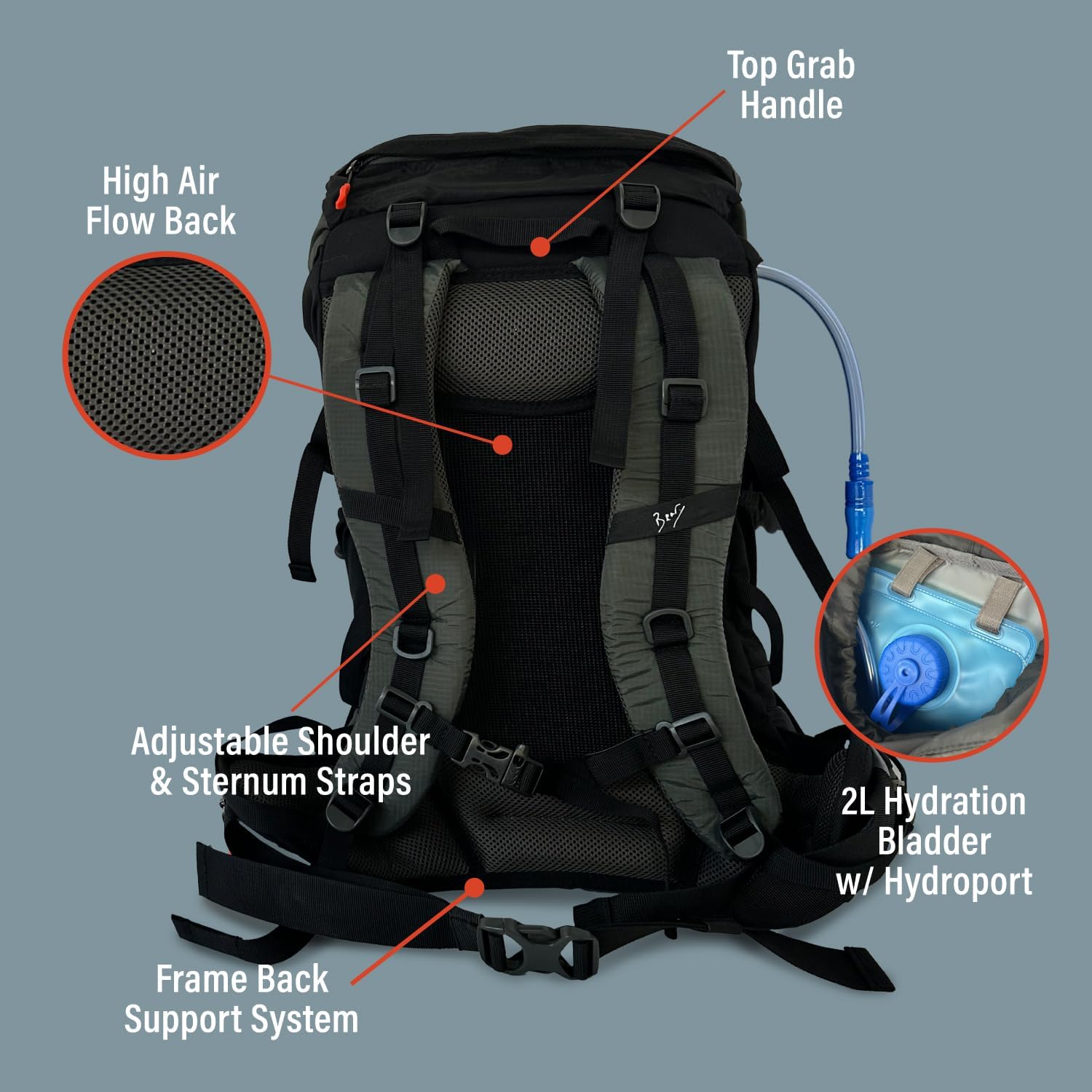 45L Hiking Hydration Backpack