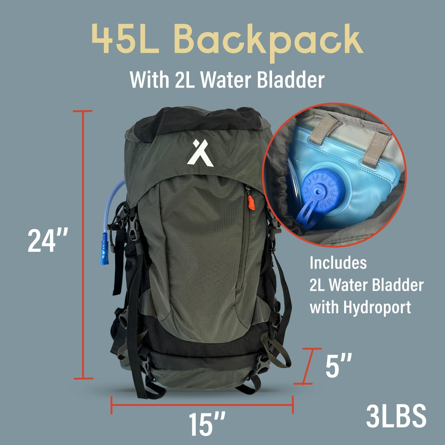 45L Hiking Hydration Backpack